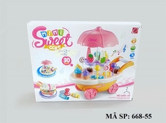 668-55 HỘP BẾP QUẦY XE ĐẨY DÙ PIN KEM, KẸO 30 MIẾNG