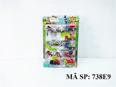 738E9 VĨ XE HƠI CS, CT SẮT TRỚN 12C ĐỦ MẪU (CS, CÀO, CẨU, TRỘN, THANG, BEN) Mini Cars 738E-