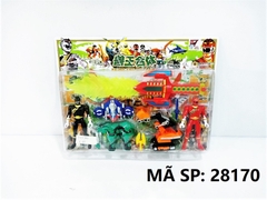 28170 VỈ SIÊU NHÂN 2T GAO + TAY CẦM + 1C THÚ VOI + 1C XE CÔNG TRÌNH CÀO 2816