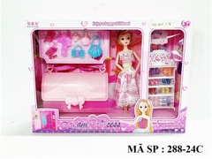 288-24C HỘP BABY 1C KHỚP, MẮT THỦY TINH + TÚI XÁCH + KỆ GIÀY, 9 ĐÔI GIÀY