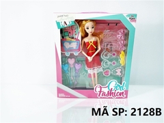 2128B HỘP BABY 1C KHỚP, MẮT THỦY TINH, BÔNG TAI, DÂY CHUYỀN, CỘT TÓC, KẸP TÓC, 3C BONG BÓNG TIM Girl Fashion