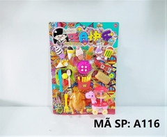 A116 VỈ BẾP BÁNH SINH NHẬT + KEM, GÀ , KHOAI TÂY CHIÊN, BÁNH QUY + XE ĐẨY KEM + KẸP GẮP, DAO, MUỖNG, NĨA + TƯƠNG CÀ 116