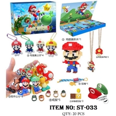 ST-033 HỘP LOGO MÓC KHÓA MÔ HÌNH NHÂN VẬT MARIO + NHẪN + DÂY CHUYỀN