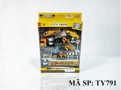 TY791 VĨ HỘP XE CT, HƠI, MÁY BAY TRỰC THĂNG, CONTAINER SẮT TRỚN 6C ĐỦ MẪU + BIỂN BÁO City Hero