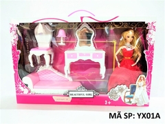 YX01A HỘP BABY 1C KHỚP, MẮT THỦY TINH, ĐẦM DÀI, GHẾ SOFA, BÀN TRANG ĐIỂM, GHẾ, GƯƠNG, ĐÈN NGỦ (Beautiful Girl)