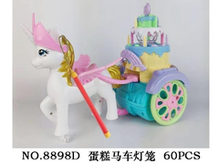 8898D NGỰA KÉO BÁNH KEM PIN NHẠC ĐÈN (LỒNG ĐÈN)