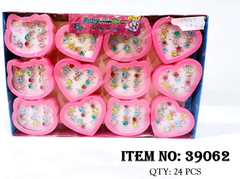 39062A  TÚI 6 HỘP NHẪN HỢP KIM TRẮNG ĐÍNH ĐÁ 12 CHIẾC