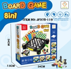 JF378-119  HỘP CỜ VUA, CÁ NGỰA, CỜ ĐAM, RẮN LEO THANG, CỜ TƯỚNG 8 IN 1