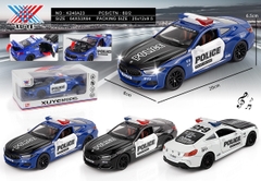 K240A23  HỘP XE HƠI CẢNH SÁT SẮT MÔ HÌNH, MỞ CỬA, CỐP TRƯỚC PIN NÚT NHẠC ĐÈN