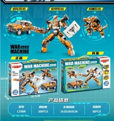 L33006  HỘP LOGO RÁP ROBO BIẾN HÌNH XE JEEP, KHỦNG LONG  308 MIẾNG