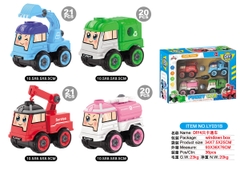 LY031B  HỘP XE CÔNG TRÌNH POLI 4C ĐỦ MẪU (CẨU, CÀO, HỐT RÁC) + ỐC VÍT