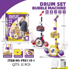 P82118-1  HỘP MICRO KARAOKE PIN NHẠC, TRỐNG ĐÁNH THỔI XÀ BÔNG PIN