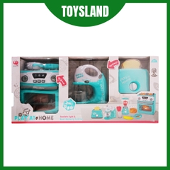 HỘP BẾP PIN 3 MÓN (BẾP GAS ĐÔI, MÁY TRỘN, MÁY NƯỚNG BÁNH MÌ) QF2572G, QF2574G Play at Home (XANH)