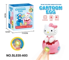 SL035-A93  HỘP MÈO KITTY ĐỨNG TRỨNG PIN NHẠC ĐÈN