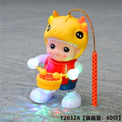 T2032A  TÚI BÉ KHỦNG LONG ĐÁNH TRỐNG PIN NHẠC ĐÈN (LỒNG ĐÈN)