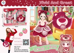 TZ-51  HỘP BABY 1C KHỚP, MẮT THỦY TINH + 1C GIỎ XÁCH GẤU DÂU