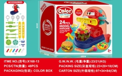 X168-13  HỘP ĐẤT SÉT LÀM MÌ + MÁY LÀM MÌ MÁY BAY + 8 TÚI