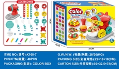 X168-7  HỘP ĐẤT SÉT LÀM MÌ + MÁY LÀM MÌ MÁY BAY, HAMBUGER + PIZZA + KEM + 12 TÚI