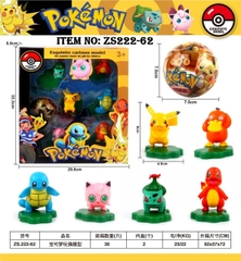 ZS222-62  HỘP MÔ HÌNH NHÂN VẬT POKEMON 6C + TRỨNG