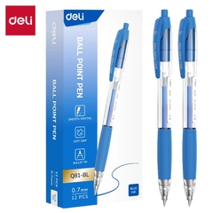 Bút bi Deli Q81-BL 0.7mm, mực xanh (12)