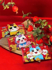 Bao lì xì nắp gấp nổi 1 lớp ngang 9x17cm (3 cái/ túi)