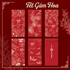 Bao lì xì Tết gấm hoa 8x16cm (10 cái/ túi/ 5 mẫu)