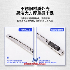 Dao rọc giấy nhỏ 9mm lưỡi dao 30 độ Deli 2034 cán sắt (24)