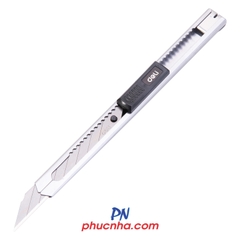 Dao rọc giấy nhỏ 9mm lưỡi dao 30 độ Deli 2034 cán sắt (24)