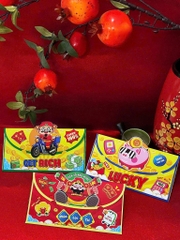 Bao lì xì nắp gấp nổi 1 lớp ngang 9x17cm (3 cái/ túi)