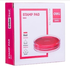 Hộp dấu, tampon tròn Deli 9863 Mực đỏ