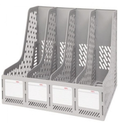 Kệ hồ sơ ráp nhựa Deli 9846 4 ngăn đứng (kệ xéo)