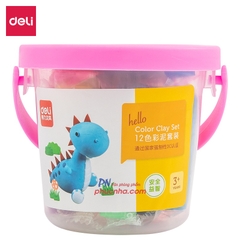 Đất sáp nặn Deli 7022/Y005 12 màu + 3 khuôn