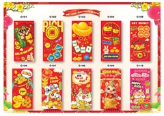 Bao lì xì Tết truyền thống 8x16cm C150 (túi 10 cái/ xấp 100 cái)