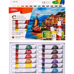Màu nước Gouache dạng tuýp 12ml Deli C11 5 màu/ 12 màu/ 24 màu