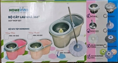 Bộ lau nhà 360 Homeinno Loại Tròn - Rổ Inox - Mâm Inox - Nùi microfiber HI037/ HI038/ HI039/ HI040/ HI041/ HI042