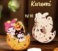 Set lồng đèn trung thu bằng gỗ tự tô màu cho bé (đủ phụ kiện đèn led, tua rua, màu, tay cầm) - Tết trung thu