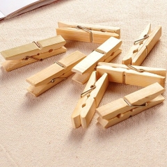 Kẹp gỗ trơn 3.5cm trắng/ màu (20 cái)