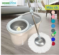 Bộ lau nhà 360 Homeinno Loại Tròn - Rổ Inox - Mâm Inox - Nùi microfiber HI037/ HI038/ HI039/ HI040/ HI041/ HI042