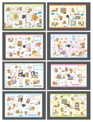 Bìa bao tập học sinh A5 bìa kiếng có lồng giấy in hình cute LV (10 tờ/ mẫu/ xấp) - Giấy bao tập, kính bao tập