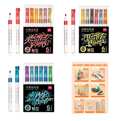 Bút lông màu Acrylic Marker nhũ Deli HM114 (6)