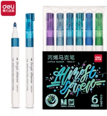 Bút lông màu Acrylic Marker nhũ Deli HM114 (6)