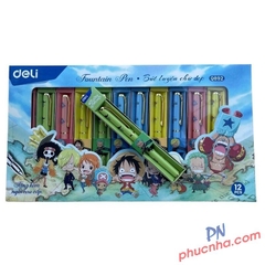 Bút máy kim loại Deli Q892 bản One piece kèm 1 ngòi, nét bút trơn êm (12 cây mix màu / khây)
