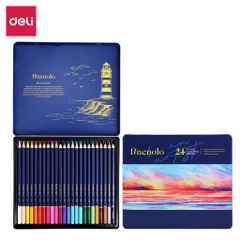 Bút chì màu gốc dầu Deli Finenolo C122 hộp thiếc - 24 màu/ 36 màu/ 48 màu/ 72 màu