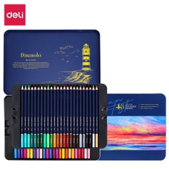 Bút chì màu gốc dầu Deli Finenolo C122 hộp thiếc - 24 màu/ 36 màu/ 48 màu/ 72 màu