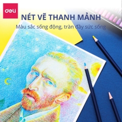 Bút chì màu gốc dầu Deli Finenolo C122 hộp thiếc - 24 màu/ 36 màu/ 48 màu/ 72 màu