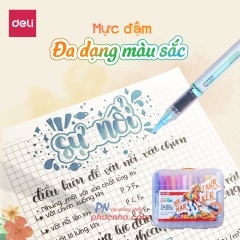 Bút lông màu marker acrylic Deli C199 1 đầu brush mực lỏng - 12 màu/ 24 màu/ 36 màu/ 48 màu