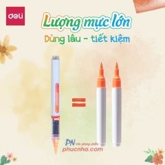 Bút lông màu marker acrylic Deli C199 1 đầu brush mực lỏng - 12 màu/ 24 màu/ 36 màu/ 48 màu