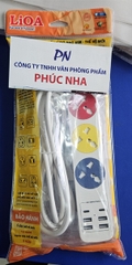 Ổ cắm điện kéo dài đa năng Lioa 3DN4A2C15W 3 mét, 3 đa năng, 4 type A, 2 type C