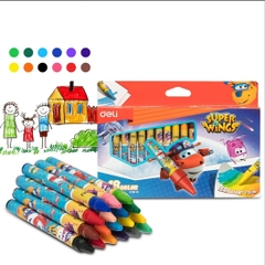 Sáp màu Deli C210 12 màu, 18 màu, 24 màu Super Wings