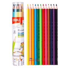 Bút chì màu Deli C112 Enovation, Lon giấy - 12 màu/ 24 màu